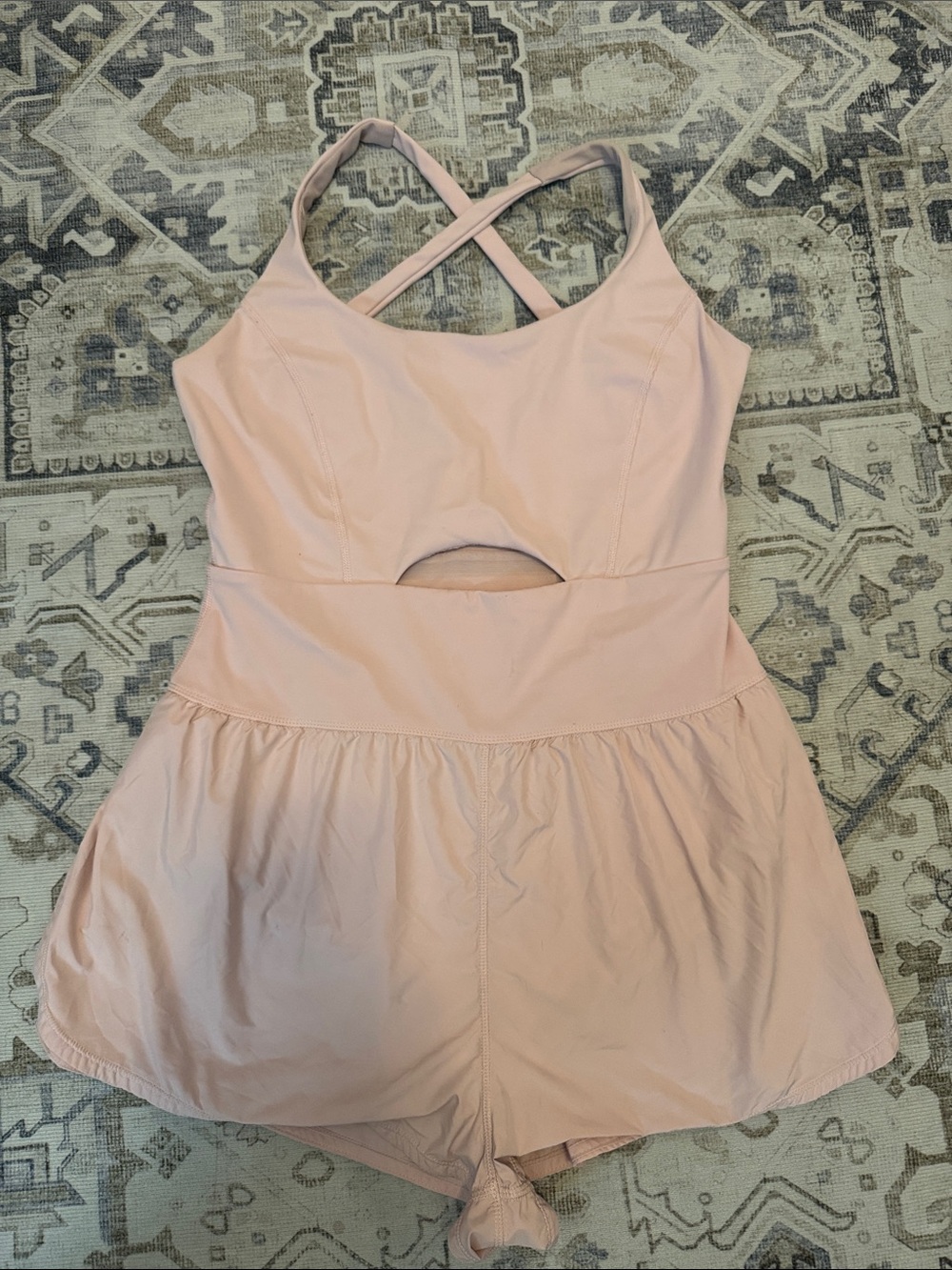 Free People Movement Pink Athletic Romper Criss Cross Cutout Back